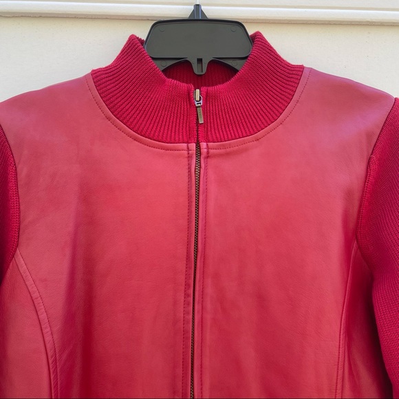 NWT Pendleton red wool and leather zip up jacket size M - Picture 2 of 15